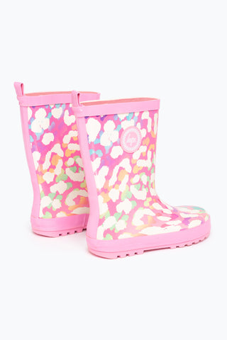 HYPE UNISEX RAINBOW LEOPARD CREST WELLIES