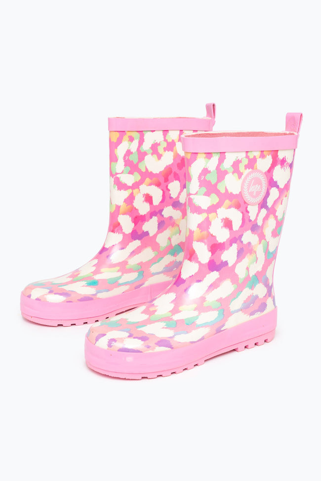 HYPE UNISEX RAINBOW LEOPARD CREST WELLIES