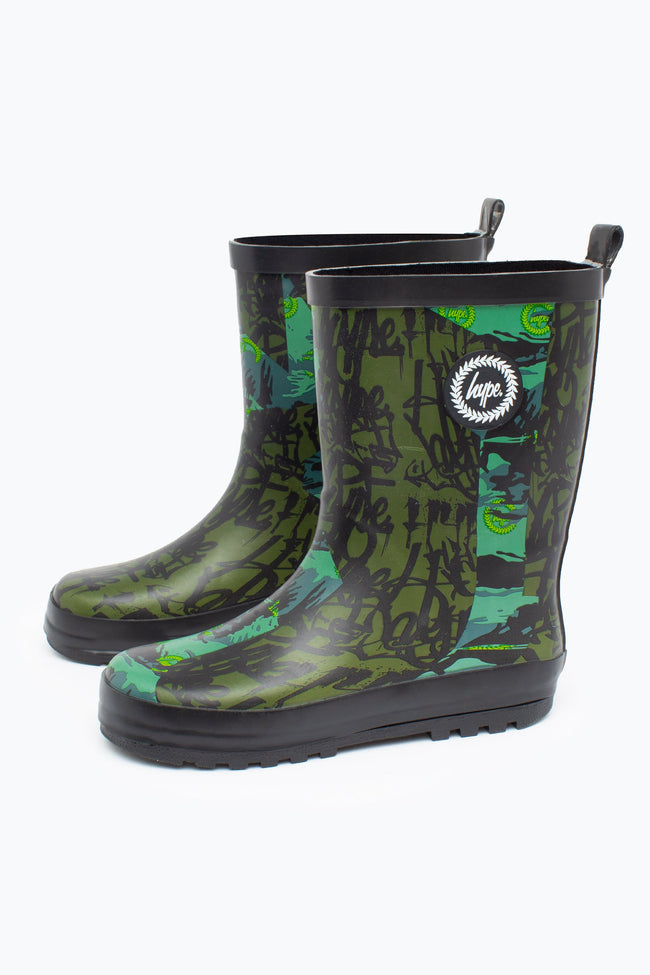 HYPE UNISEX KHAKI TYLER CAMO CREST WELLIES