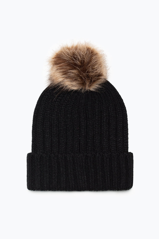 HYPE UNISEX ADULTS BLACK BOBBLE BEANIE