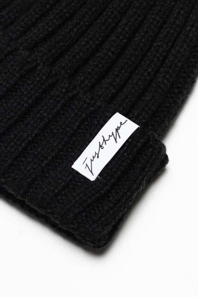 HYPE UNISEX ADULTS BLACK BOBBLE BEANIE