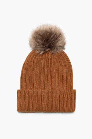 HYPE UNISEX ADULTS BROWN BOBBLE BEANIE