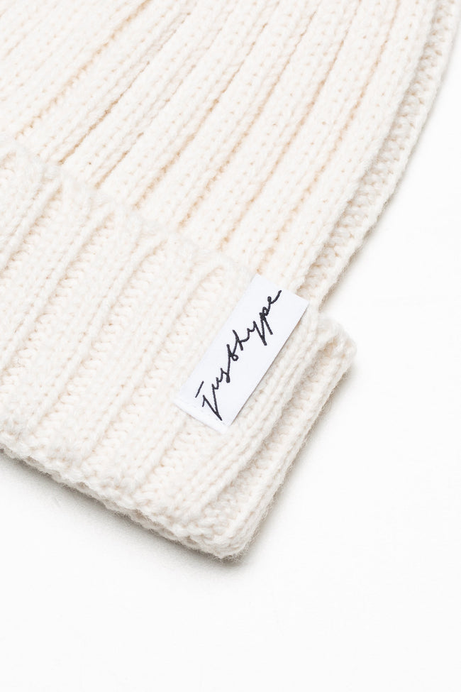 HYPE UNISEX ADULTS CREAM BOBBLE BEANIE