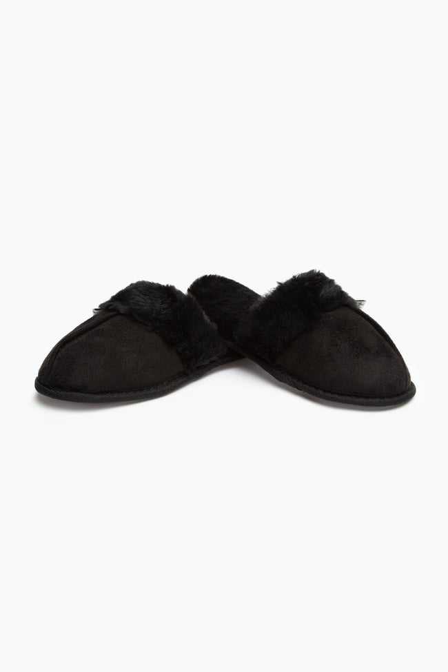 HYPE BLACK WOMEN'S SLIP ON MULE SLIPPERS