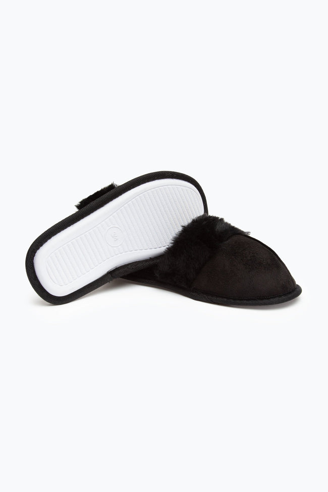 HYPE BLACK WOMEN'S SLIP ON MULE SLIPPERS