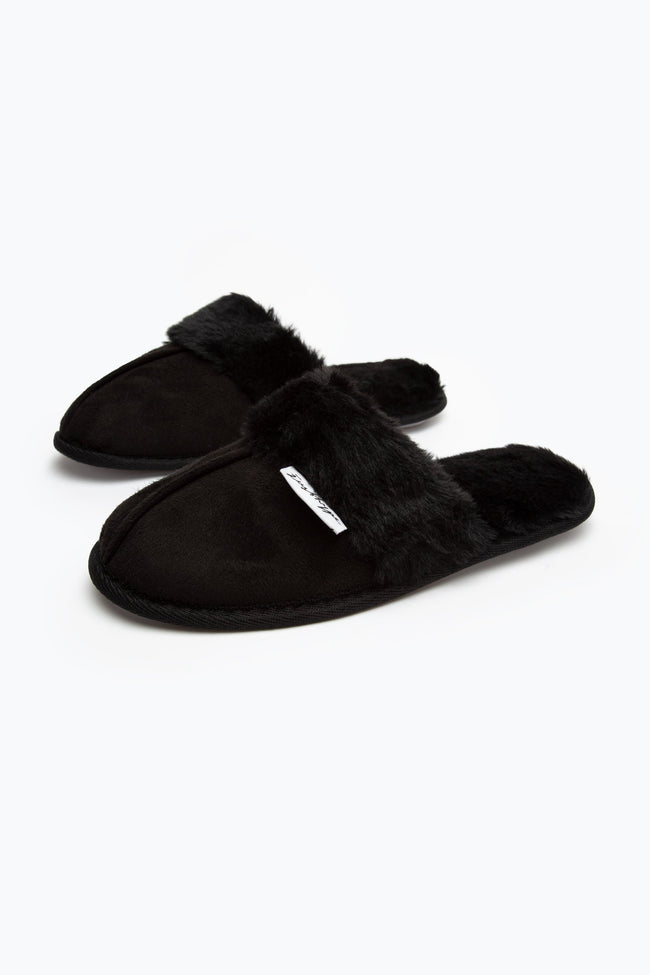 HYPE BLACK WOMEN'S SLIP ON MULE SLIPPERS