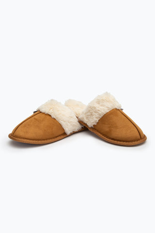 HYPE TAN WOMEN'S SLIP ON MULE SLIPPERS