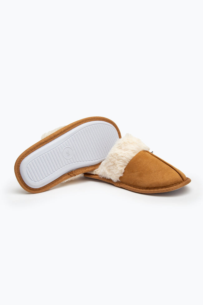 HYPE TAN WOMEN'S SLIP ON MULE SLIPPERS