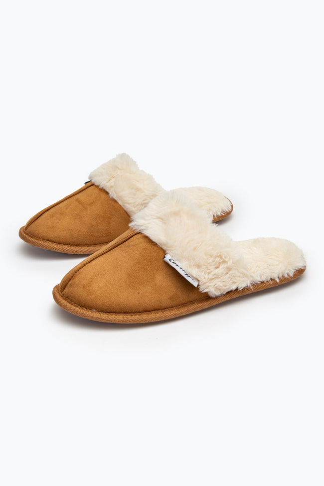 HYPE TAN WOMEN'S SLIP ON MULE SLIPPERS