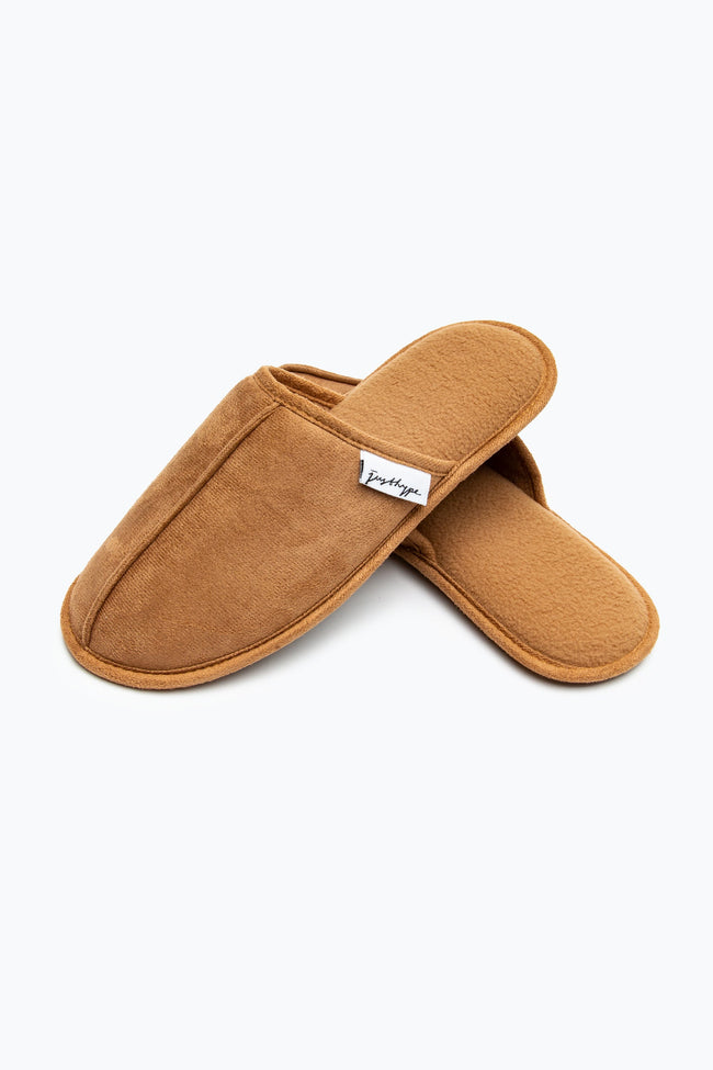 HYPE BROWN MEN'S SLIP ON SLIPPERS