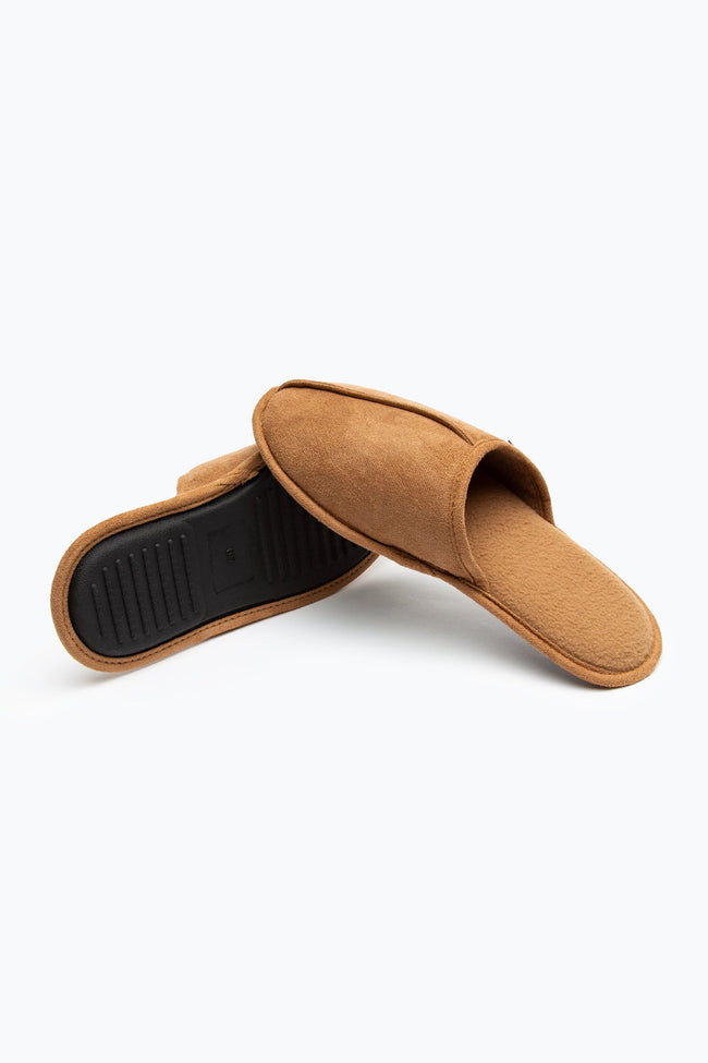 HYPE BROWN MEN'S SLIP ON SLIPPERS