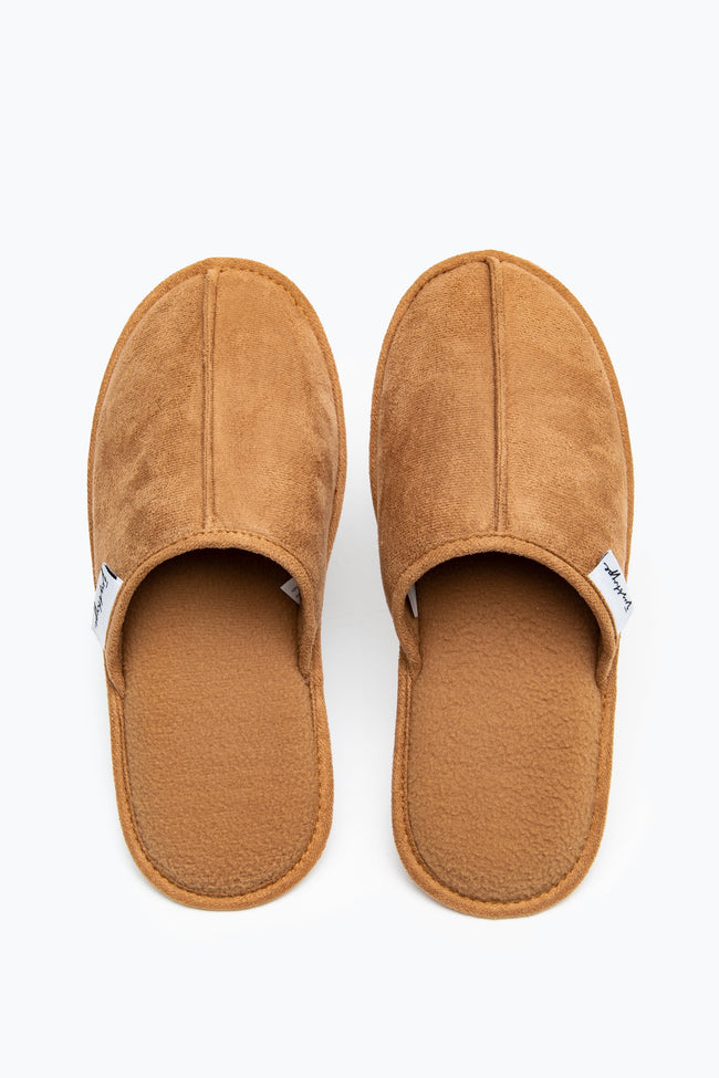 HYPE BROWN MEN'S SLIP ON SLIPPERS