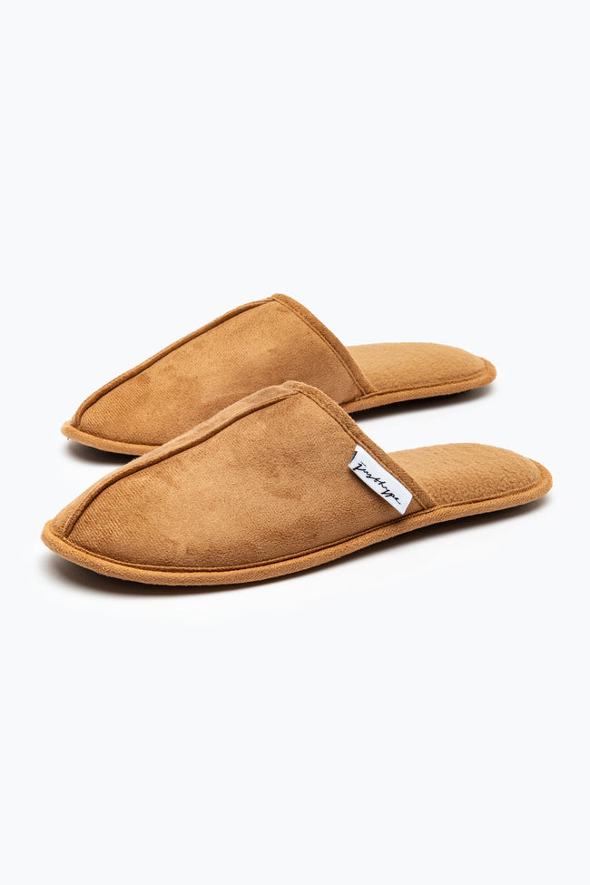 HYPE BROWN MEN'S SLIP ON SLIPPERS