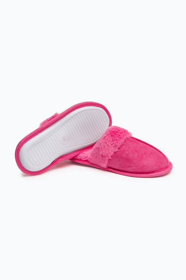 HYPE BRIGHT PINK SLIP ON KIDS SLIPPERS