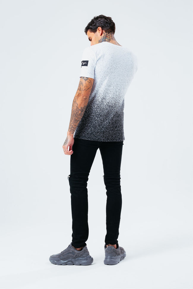 HYPE BLACK WHITE SPECKLE FADE MEN'S T-SHIRT