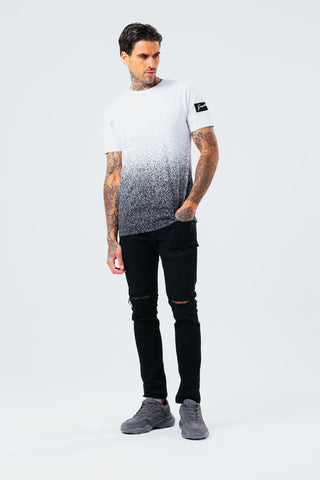 HYPE BLACK WHITE SPECKLE FADE MEN'S T-SHIRT