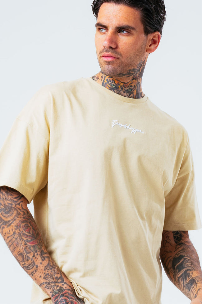 HYPE ECRU MEN'S OVERSIZED T-SHIRT