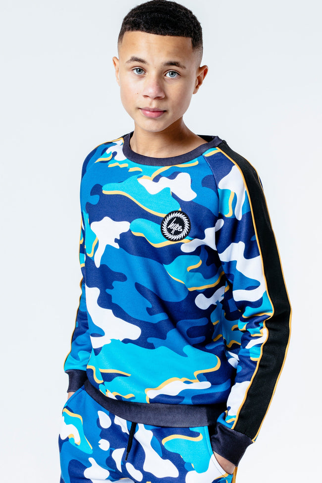 HYPE BLUELINE CAMO KIDS CREW NECK