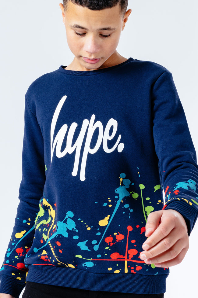 Hype Navy Splat Kids Crew Neck