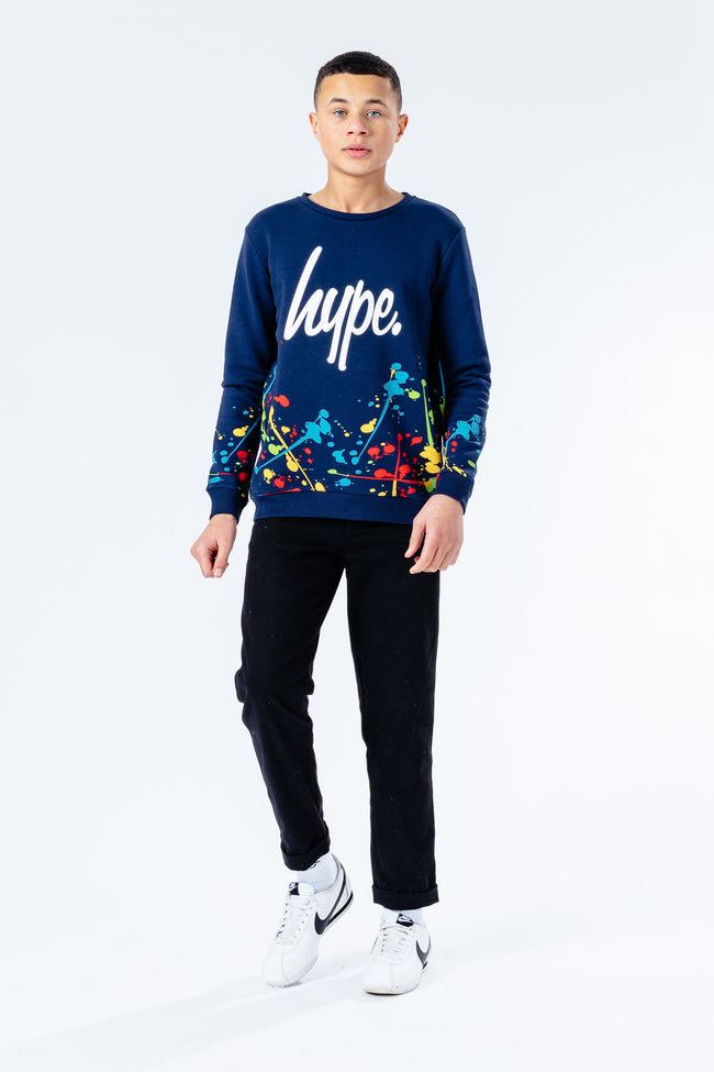 Hype Navy Splat Kids Crew Neck