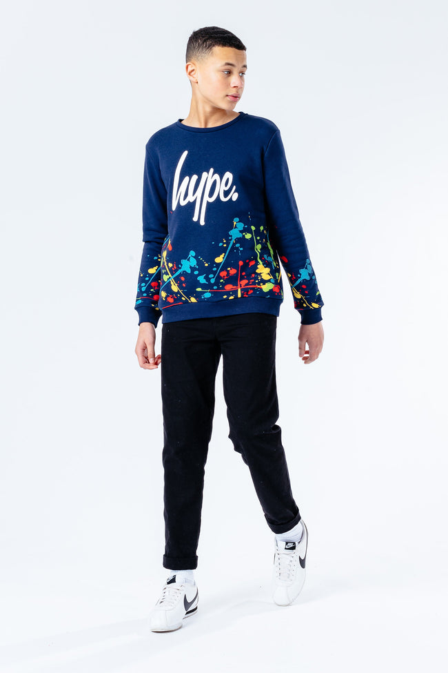 Hype Navy Splat Kids Crew Neck