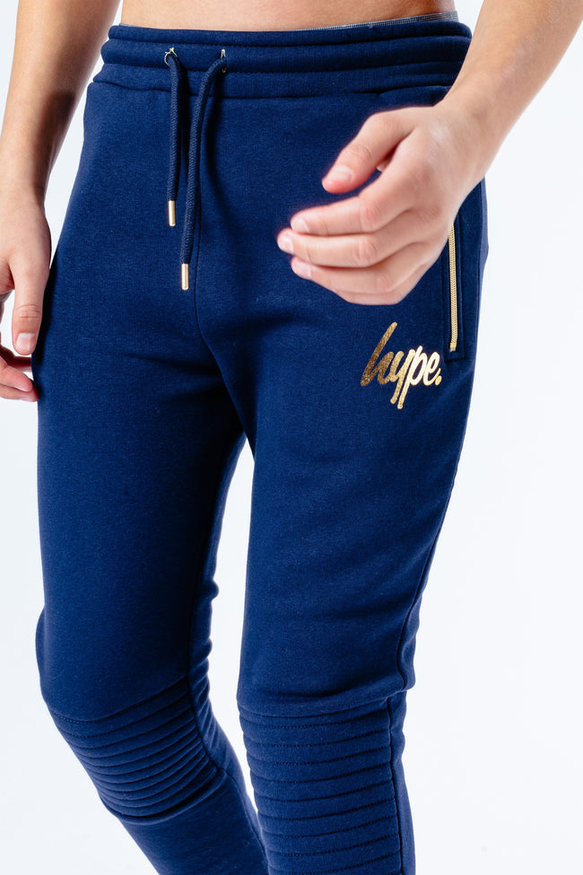 Hype Navy & Gold Biker Kids Joggers