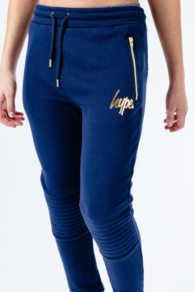 Hype Navy & Gold Biker Kids Joggers