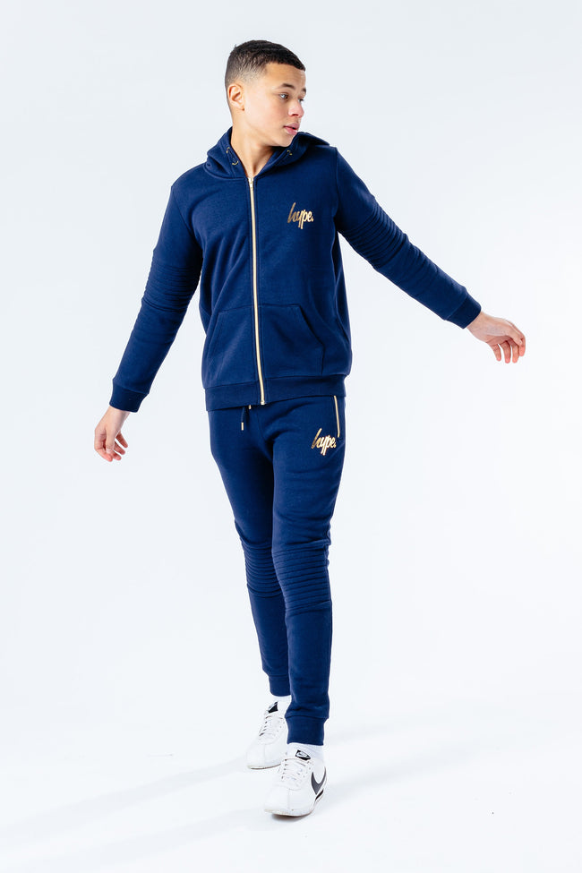 Hype Navy & Gold Biker Kids Joggers