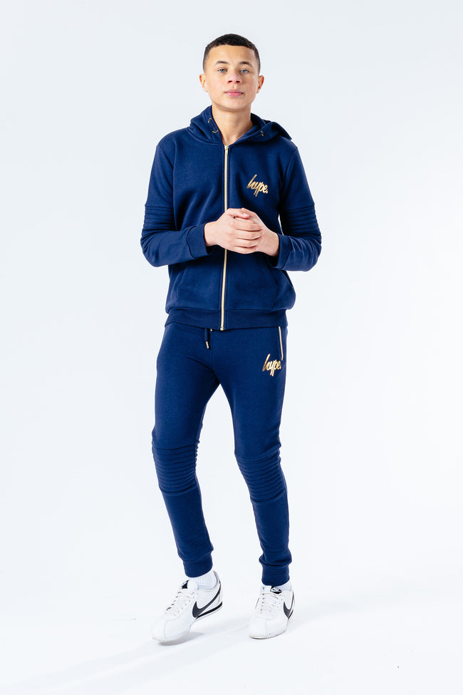 Hype Navy & Gold Biker Kids Joggers