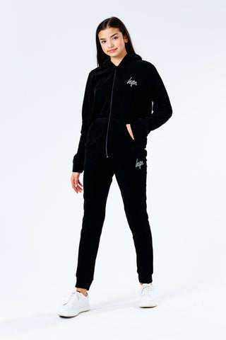 Hype Black Velour Kids Zip Hoodie