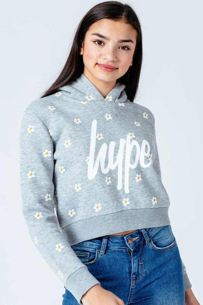 HYPE DAISY REPEAT GIRLS CROP PULLOVER HOODIE