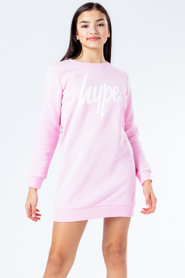 HYPE PINK SCRIPT GIRLS SWEAT DRESS