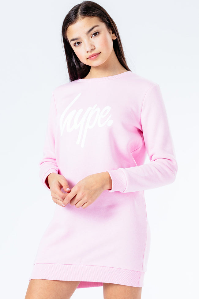 Hype Pink Script Kids Sweat Dress