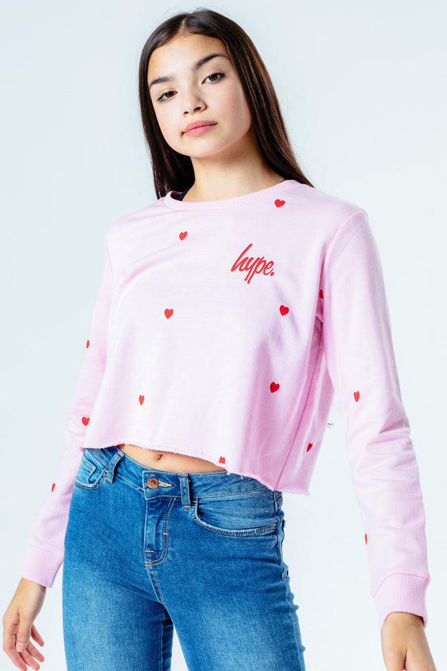 HYPE HEART REPEAT GIRLS CROP CREW NECK