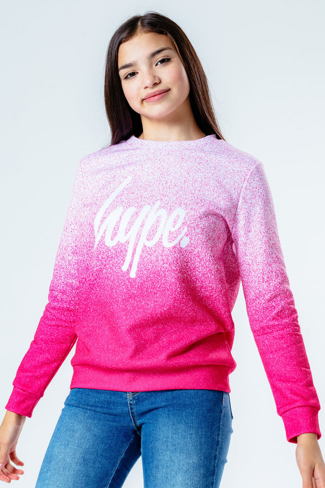 HYPE PINK SPECKLE FADE KIDS CREW NECK