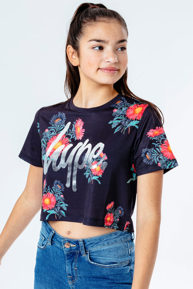 HYPE DAISY NIGHT KIDS CROP T-SHIRT