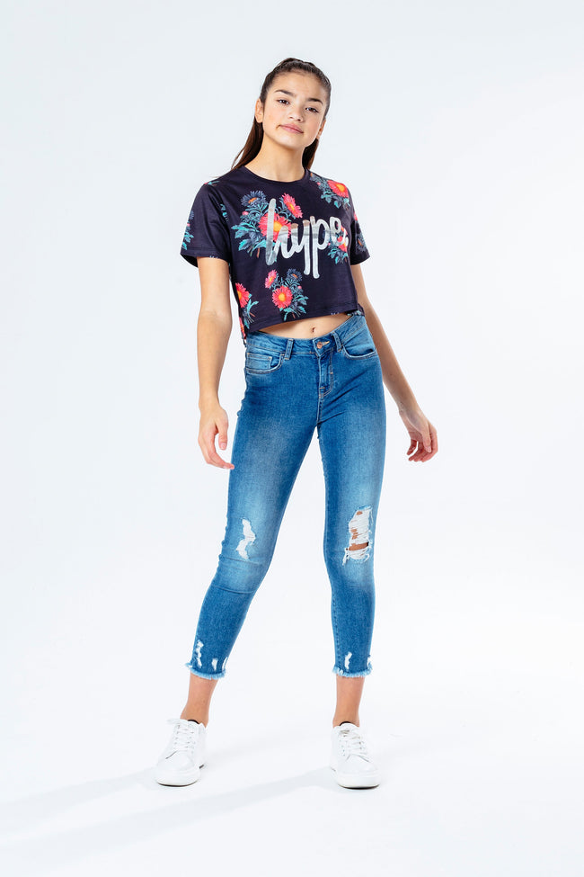 Hype Daisy Night Kids Crop T-Shirt