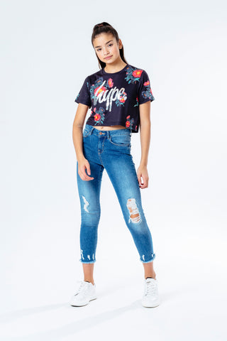 Hype Daisy Night Kids Crop T-Shirt