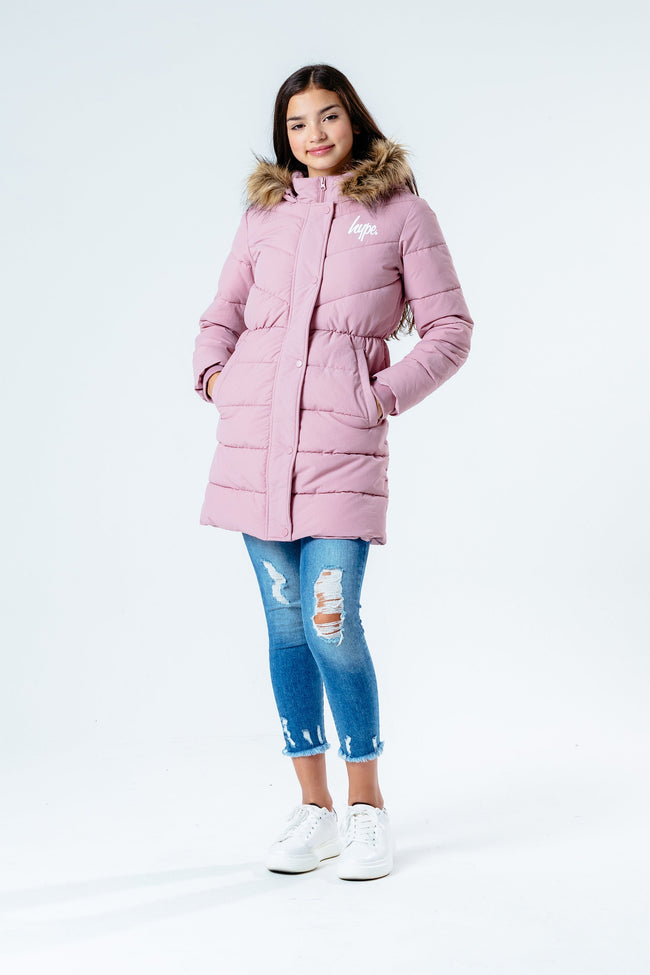 Hype Pink Fitted Parka Kids Jacket