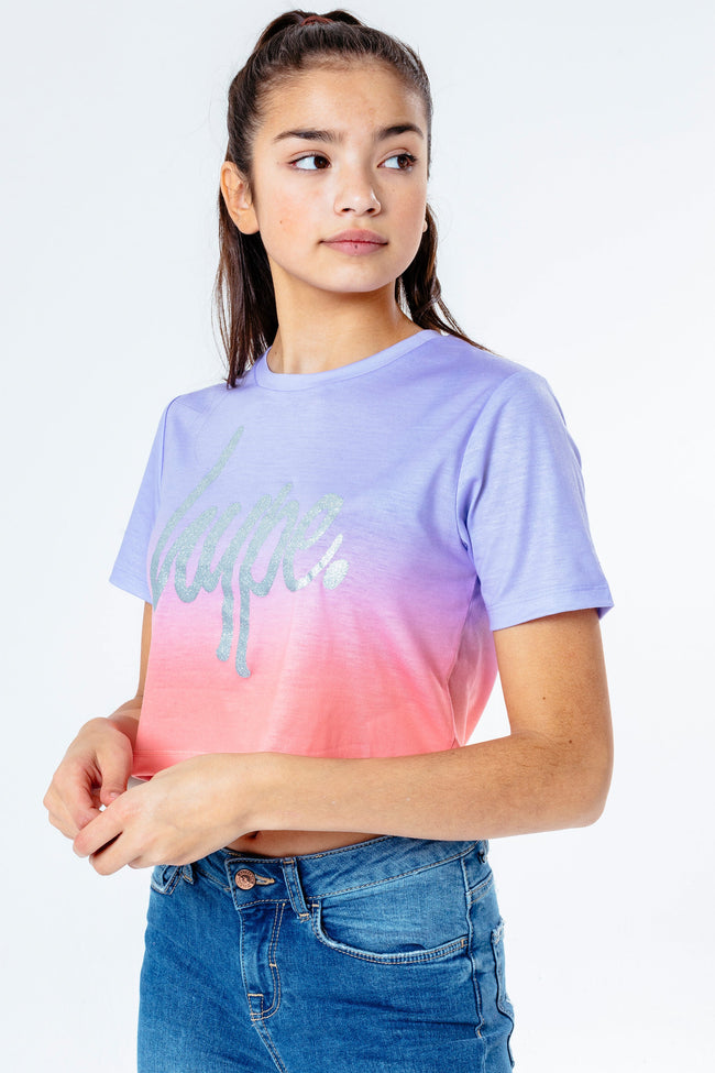 HYPE PEACH FADE KIDS CROP T-SHIRT