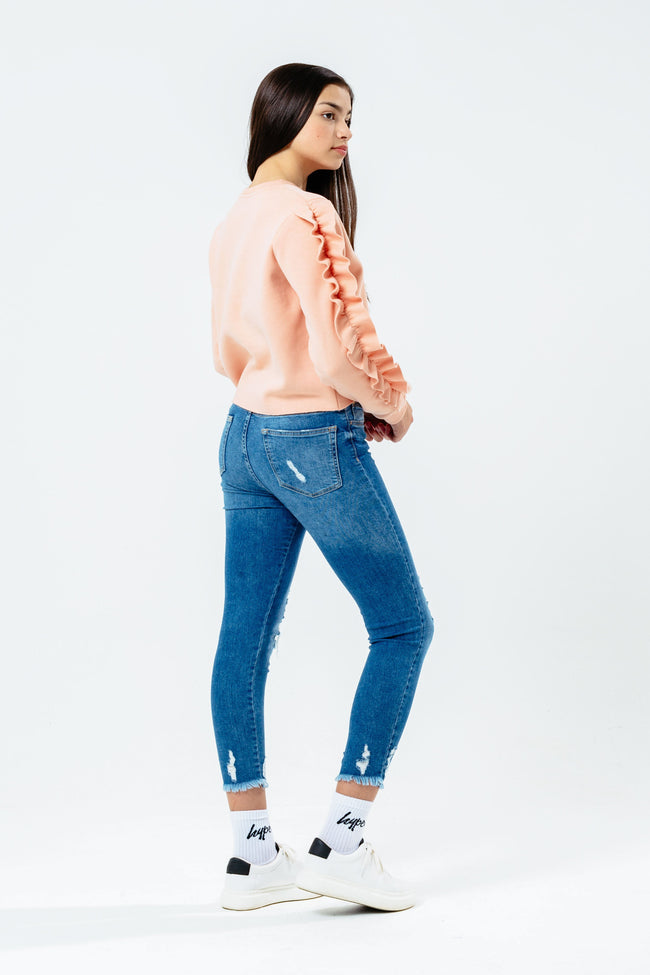 Hype Ruffle Kids Crop Crew Neck