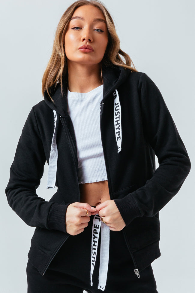 Hype Black Drawstring Women'S Zip Hoodie