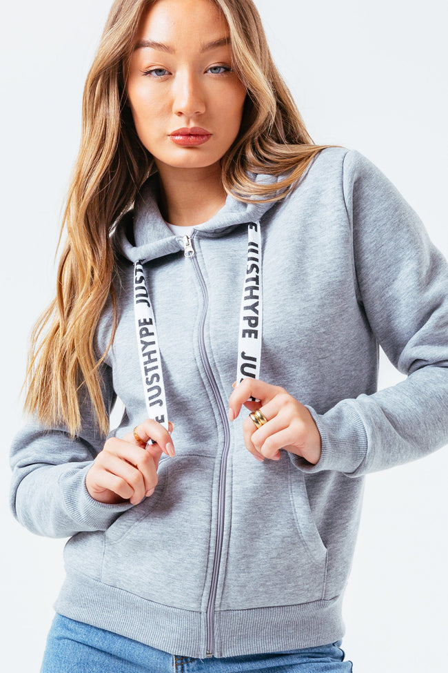 GREY DRAWSTRING WOMENS HOODIE