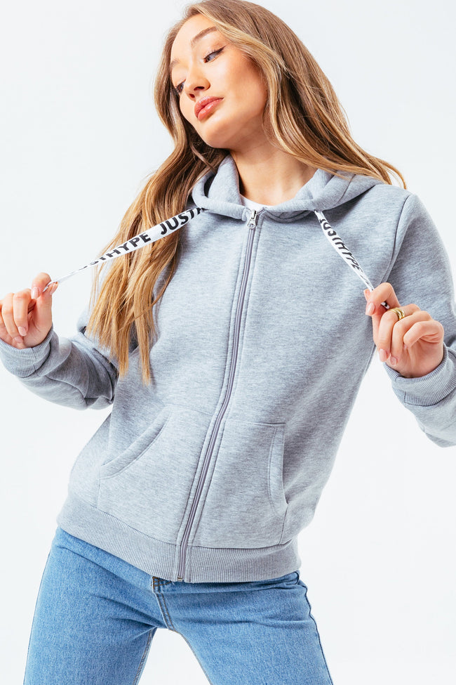 GREY DRAWSTRING WOMENS HOODIE