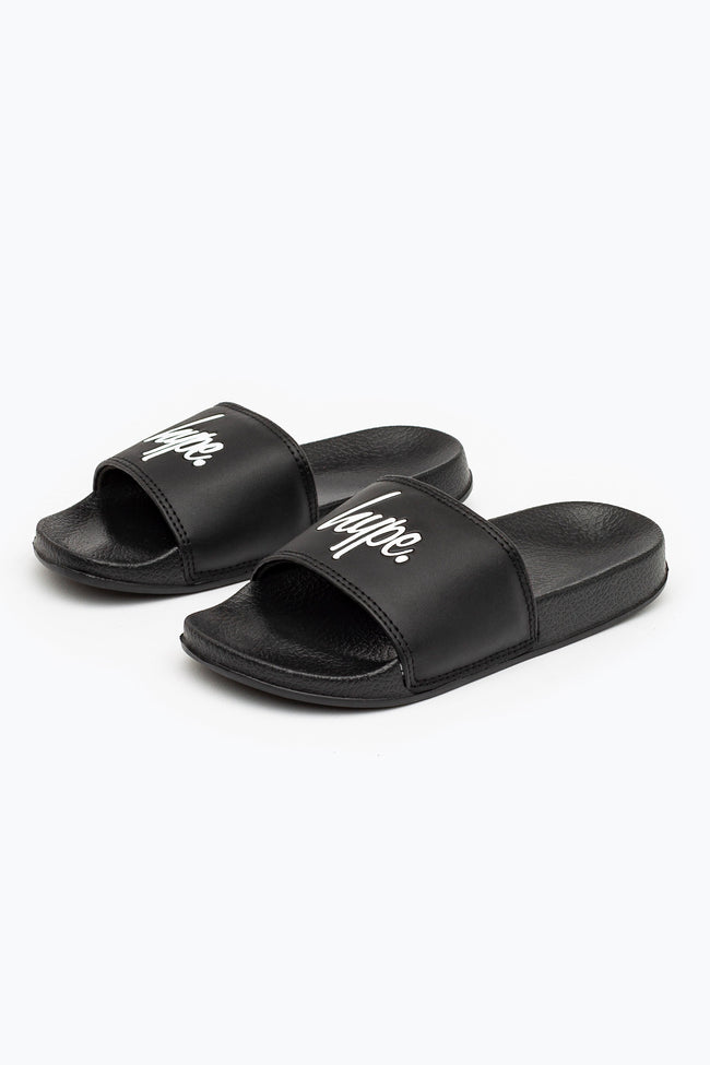 HYPE BLACK SCRIPT KIDS UNISEX SLIDERS