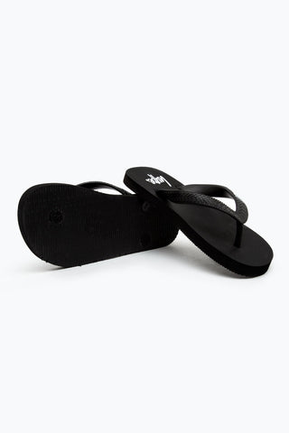 HYPE UNISEX BLACK SCRIPT FLIP FLOPS