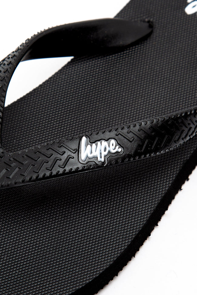 HYPE UNISEX BLACK SCRIPT FLIP FLOPS