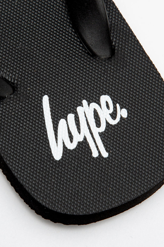 HYPE UNISEX BLACK SCRIPT FLIP FLOPS