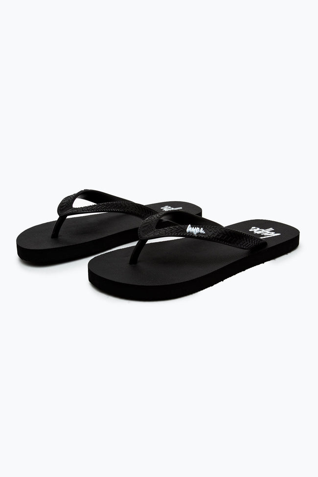 HYPE UNISEX BLACK SCRIPT FLIP FLOPS