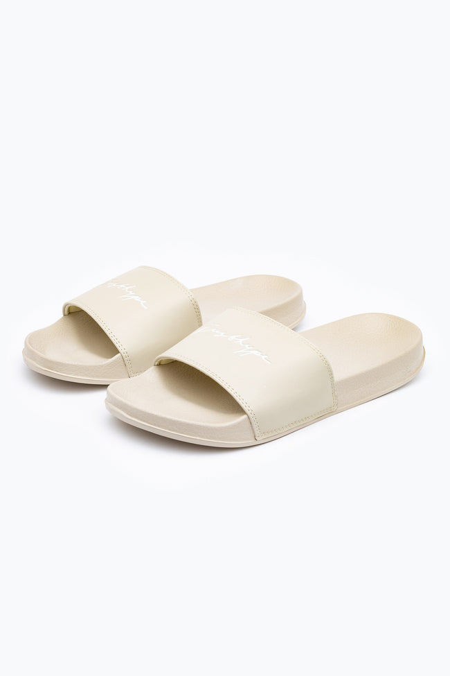 HYPE ECRU SIGNATURE ADULT SLIDERS